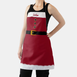 Tablier Père Noël personnalisée - Tablier-Noël-Rouge-