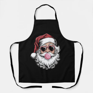 Tablier Père Noël Rétro Avec Lunettes Soufflant une Bulle 