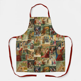 Tablier Père victorien Noël avec enfants Collage