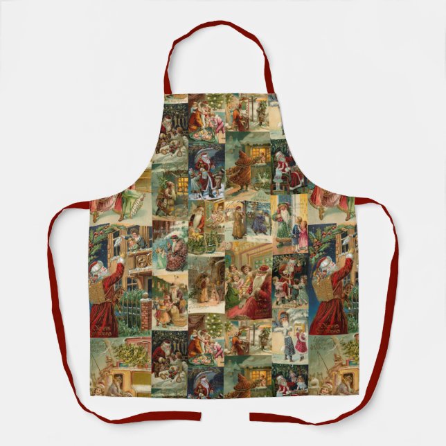 Tablier Père victorien Noël avec enfants Collage (Recto)