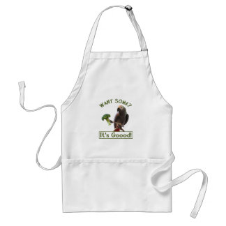 Tablier Perroquet de gris africain avec le brocoli