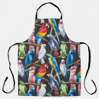 Tablier Perroquet : papier peint d'aquarelle tropicale.