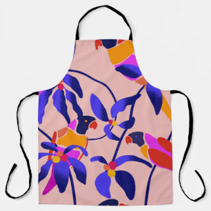 Tablier Perroquets Vintages roses : Illustration Exotique 
