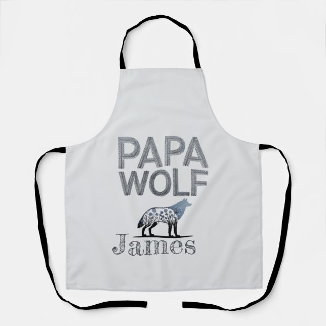 Tablier Personalisé Papa Wolf Nature Silhouette (Recto)