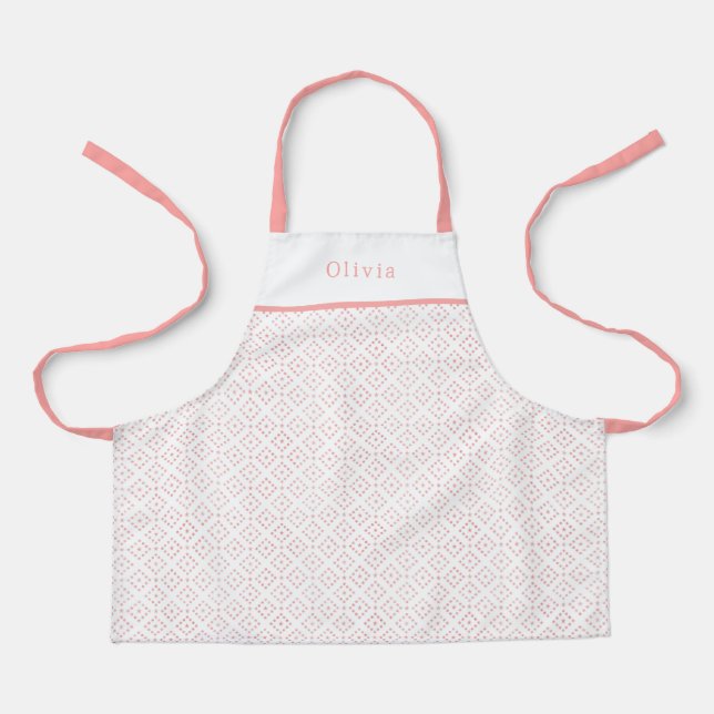 Tablier Personalised Pink Dot Shapes Apron. (Recto)