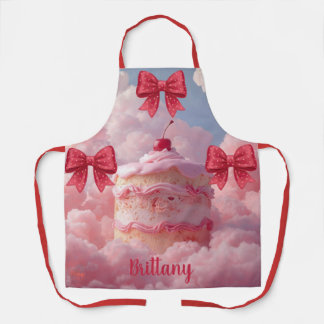 Tablier Personalized Birthday Cake Pink Heart Bow Coquette