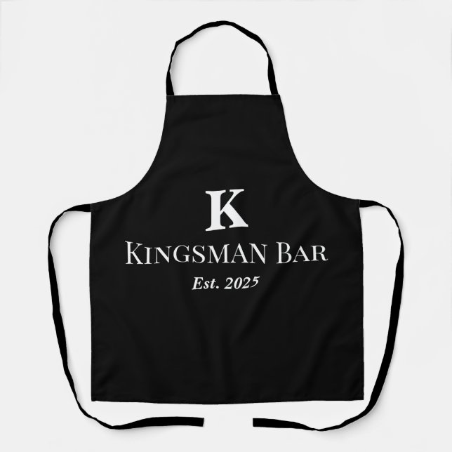 Tablier Personalized Black Apron with Name & Monogram – Ho (Recto)