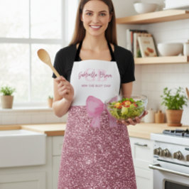 Tablier Personalized Glitter Pink Apron Mom The Best Chef