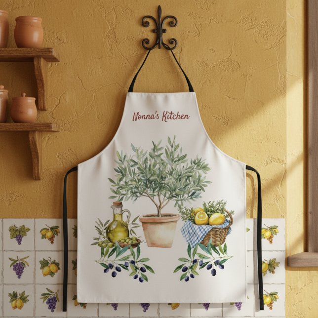 Tablier Personalized Italian Watercolor Cooking  (Créateur téléchargé)