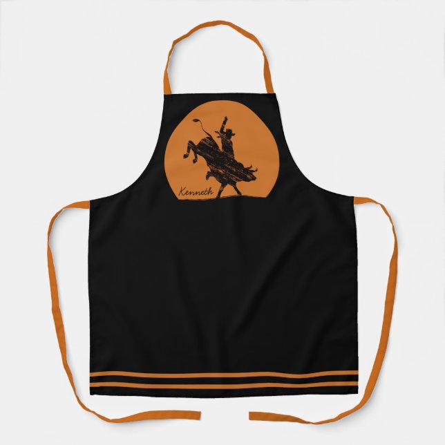 Tablier PERSONALIZED NAME Western Rodeo Bull Rider Cowboy (Recto)