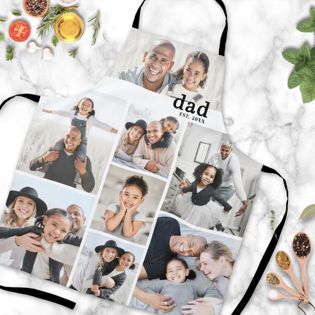 Tablier Personalized Photo Dad (Personalized Photo Collage Dad Apron)
