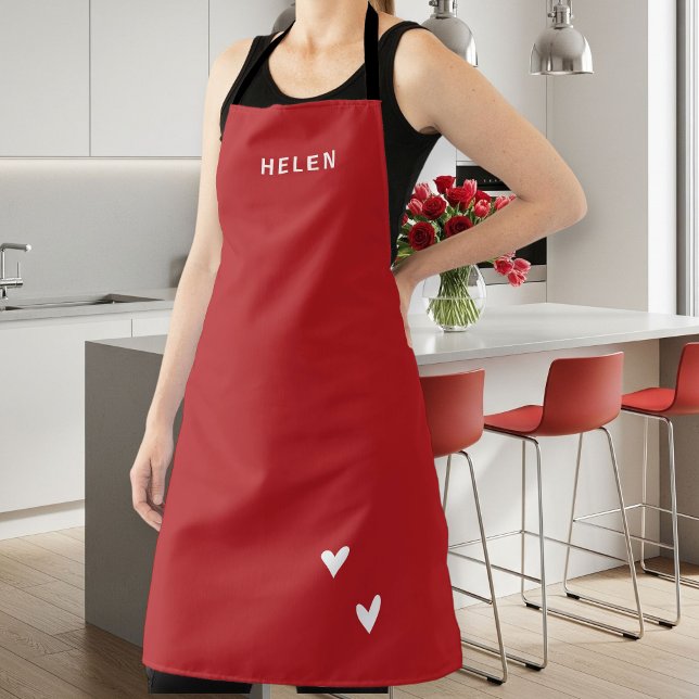 Tablier Personalized Red Kitchen Apron - Modern  (Créateur téléchargé)