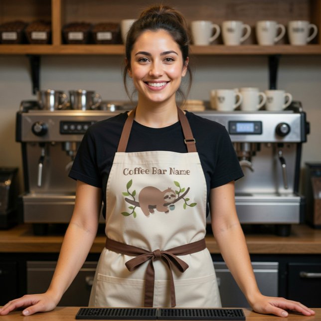 Tablier Personalized Sloth Coffee Bar Apron (Créateur téléchargé)