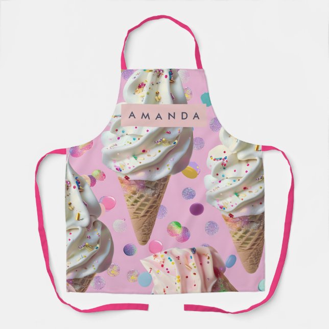 Tablier Personalized  Whimsical Pastel Ice Cream Dream  (Recto)
