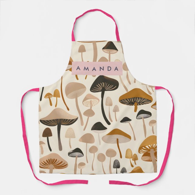 Tablier Personalized Whimsical Woodland Mushroom (Recto)