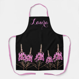 Tablier Personnalisable nom Laura joli rose floral élégant