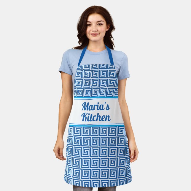 Tablier Personnalisation de la clé bleue blanche grecque m (Porté)