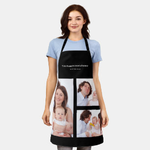 Tablier Personnalisé 3 sections Famille Photo Collage Blac