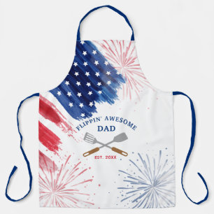 Tablier Personnalisé 4 juillet Papa Fête BBQ