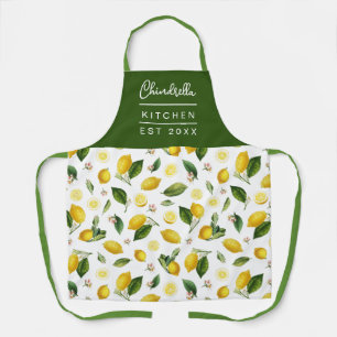 Tablier personnalisé à motif citron élégant