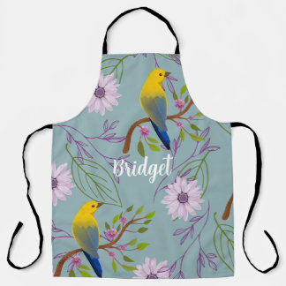 Tablier Personnalisé Botanique Joli Oiseaux Floral