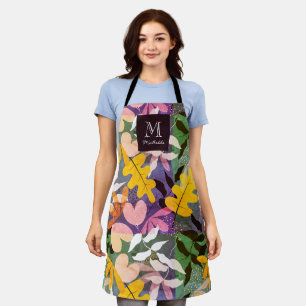 Tablier personnalisé d'automne avec monogramme flo