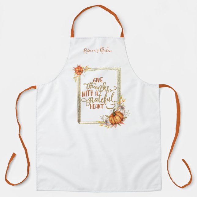 Tablier Personnalisé Donner Merci Citrouille Frame Apron (Recto)
