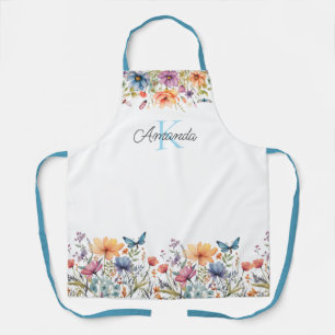 Tablier personnalisé en fleurs et papillons
