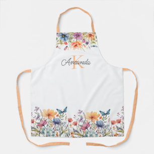 Tablier personnalisé en fleurs et papillons