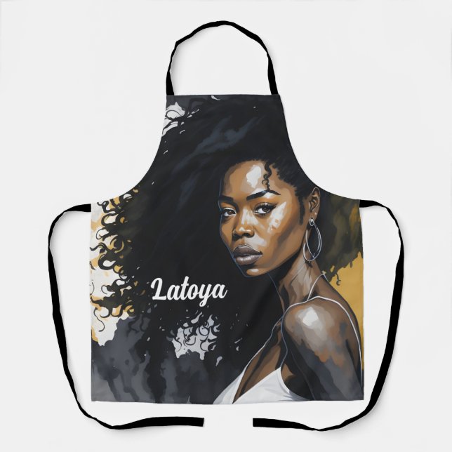 Tablier personnalisé femme noire (Recto)