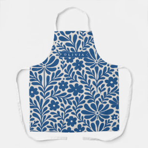 Tablier Personnalisé Floral Folklorique Bleu Nordique Pers
