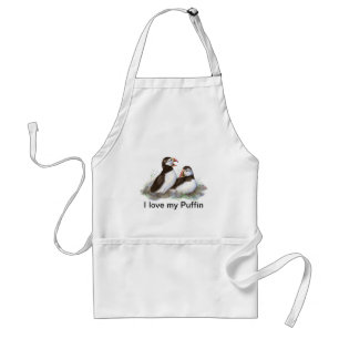 Tablier Personnalisé "I love my Puffin", de mignonettes d'