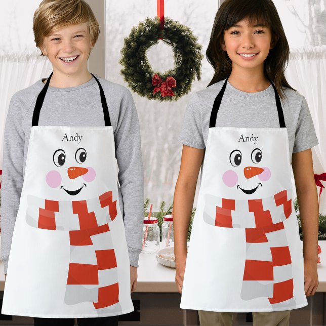Tablier Personnalisé Joli visage Snowman souriant (Créateur téléchargé)