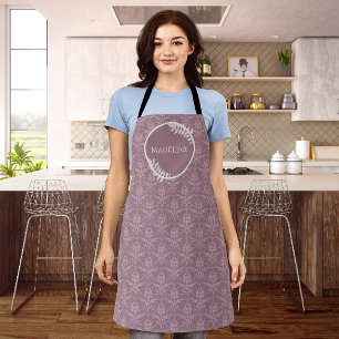 Tablier personnalisé Mauve Elegant Damask