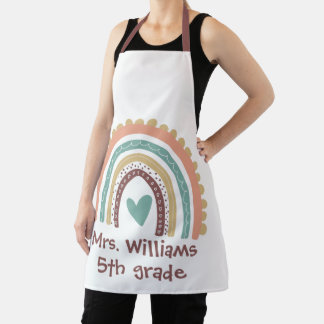 Tablier Personnalisé Moderne Cute Rainbow Enseignant