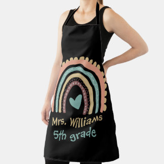 Tablier Personnalisé Moderne Cute Rainbow Enseignant