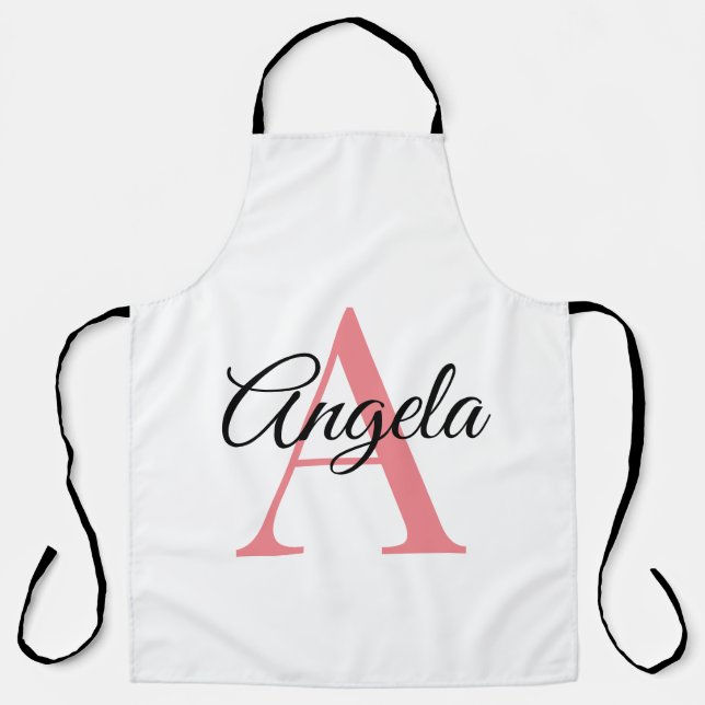 Tablier Personnalisé Monogramme - Rose (Recto)