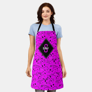 Tablier Personnalisé Monogramme Rose Floral SOEUR