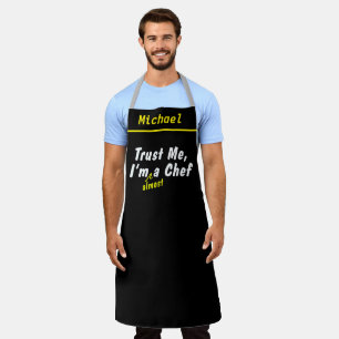 Tablier Personnalisé Noir Je suis presque un Chef Drôle