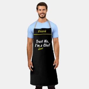 Tablier Personnalisé Noir Je suis presque un Chef Nom Per