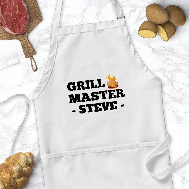 Tablier Personnalisé Nom Grill Master Pour Hommes (Créateur téléchargé)
