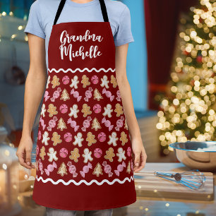 Tablier Personnalisé pour Grandma Cute Gingerbread Motif