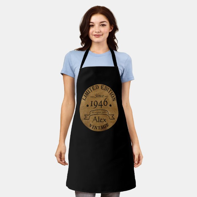 Tablier Personnalisé quatre-vingt-cinq vintage 85e anniver (Porté)
