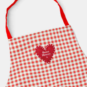 Tablier Personnalisé Red Felt Heart En vichy la fête des m