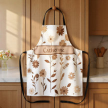 Tablier personnalisé rétro boho floral terreux