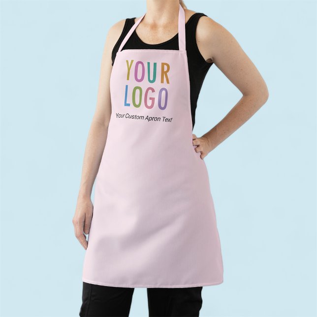 Tablier personnalisé rose avec logo de l'entrepris (MISOOK Light Pink Apron with Logo)