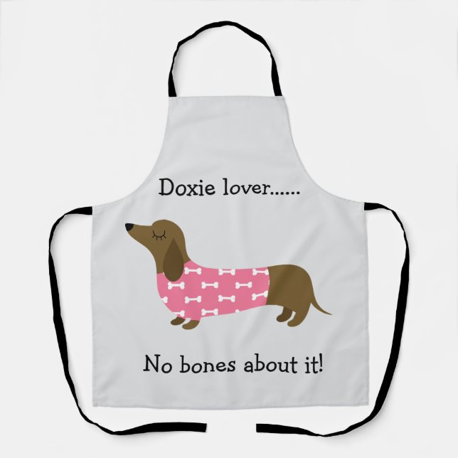 Tablier personnalisé rose Dachshund (Recto)