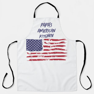 Tablier Personnalisé Rouge & Marine Américain Drapeau Cuis