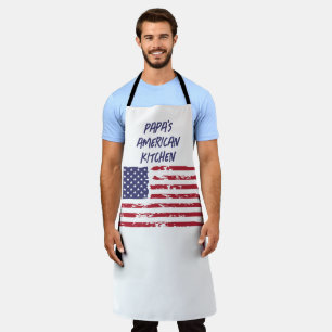 Tablier Personnalisé Rouge & Marine Américain Drapeau Cuis