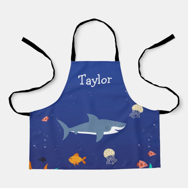Tablier Personnalisé sous l'Apron des enfants requins de m (Recto)